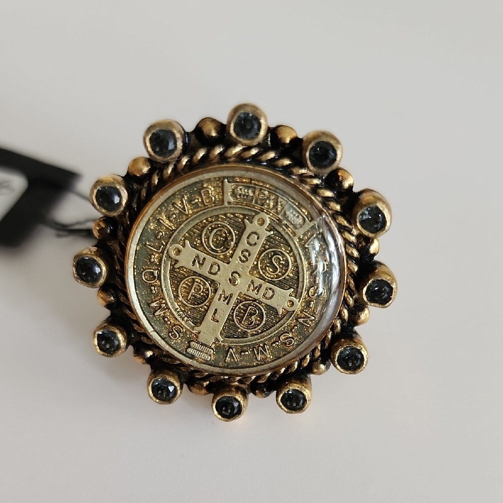 VSA Designs Virgins Saints & Angels Gold and Black Decorative Ring